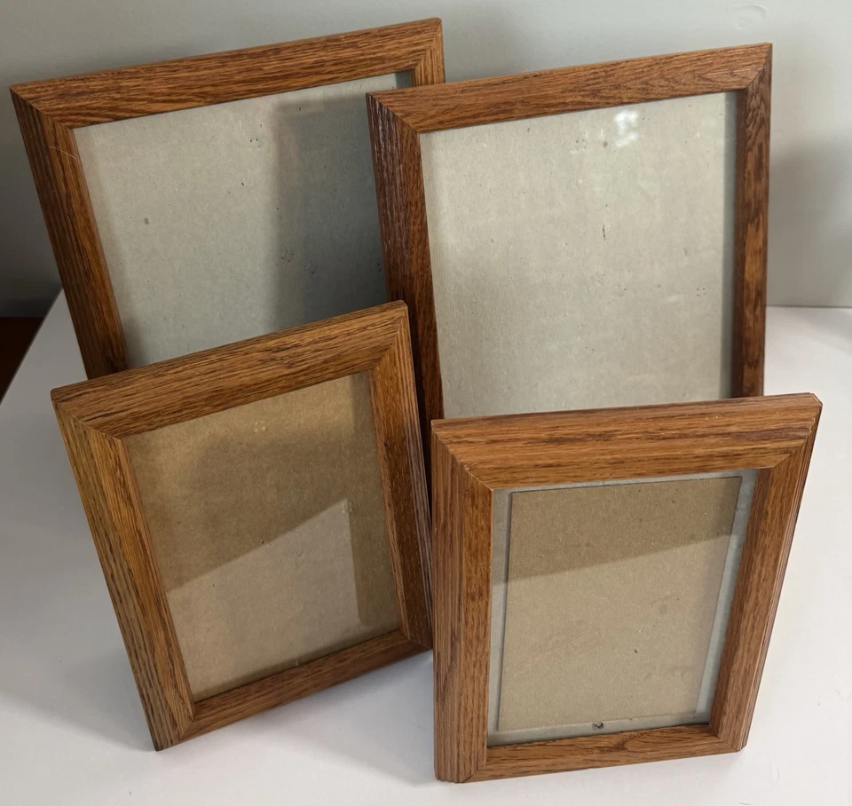 Lote de 4 molduras de madeira de carvalho vintage galeria 8x10 e 5x7 decoração de arte de parede - Imagem 4 de 4