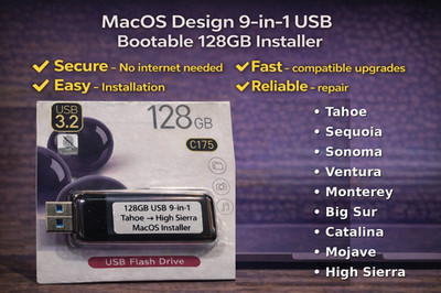 MacOS 9-in-1 (128GB) USB bootable Installer repair recovery tech support service