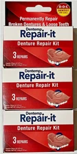 Dentemp Repair-It Denture Repair Kit - For Three Repairs Each (Pack Of 3 Boxes)