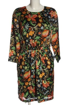 CLEMENTS RIBEIRO Langarmkleid Damen Kleid Gr. DE 34 schwarz-hellorange-grün