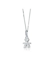 Collana Le Bebè Maschietto Piccolo Pavè LBB153 Oro Bianco Diamanti Bimbo Mamma