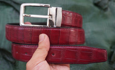 Burgundy Real Belly Allig Crocodile Belt Skin Leather Men's W 1.3 inch P51