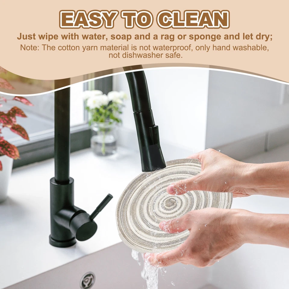 4 Pcs Round Woven Placemats, 7" Braided Placemat, Gradient Gray Foto 4 de 4