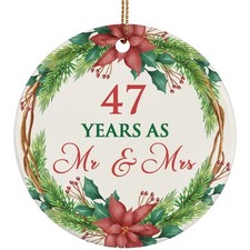 47th Weeding Anniversary Ornament 47 Years As Mr Mrs Christmas Gift Tree Decor