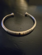 Tuareg Single Star Multiple Stripe Inlay Brass Bracelet