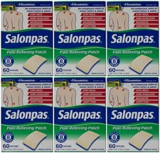 360 Salonpas Pain Relieving Patch , 8 - Hour Pain Relief EXP 9/24(6 Packs of 60)