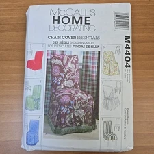 McCalls 2004 Sewing Pattern M4404 Chair Cover Essentials 6 Styles Vintage UNCUT