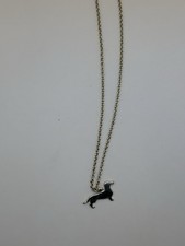 Gold Tone Dog Silhouette Pendant Necklace   Adjustable Chain, Pet Lover Gift