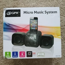 GPX Micro Music System MP3 Dock Connector Am/Fm Radio HM102B Audio Input EMusic
