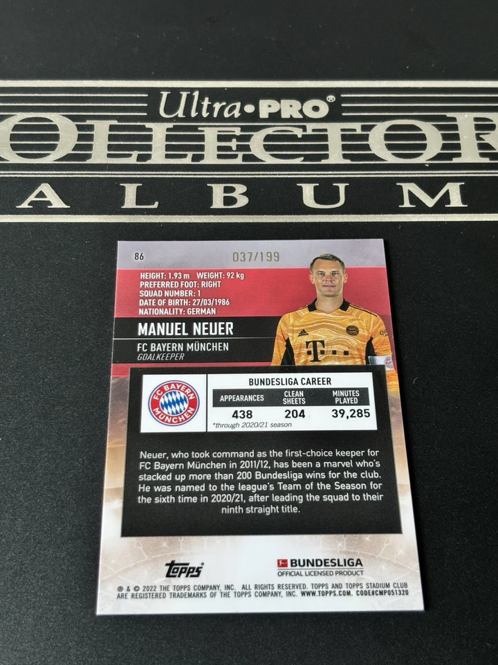2022 Topps Bundesliga Soccer Aqua /199 Card Manuel Neuer Bayern München - Bild 2 von 2