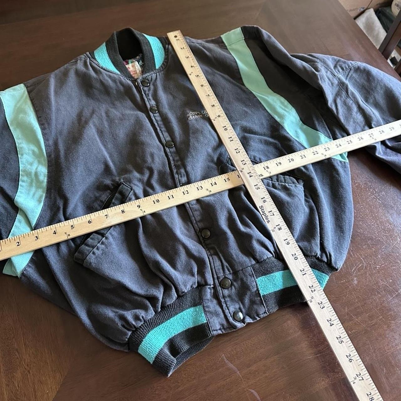 Vintage Hard Rock Cafe Bomber Jacket Black Teal Cities Women’s M London New York image 5