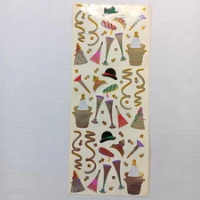 Lot of 3 Mrs. Grossman's New Year's Party Foiled Stickers - 23 Stickers Each