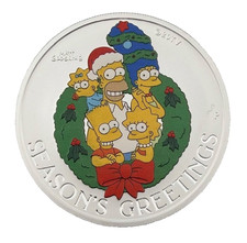 2022 Tuvalu Seasons Greetings from The Simpsons 1 oz. 0.9999 Silver Coin