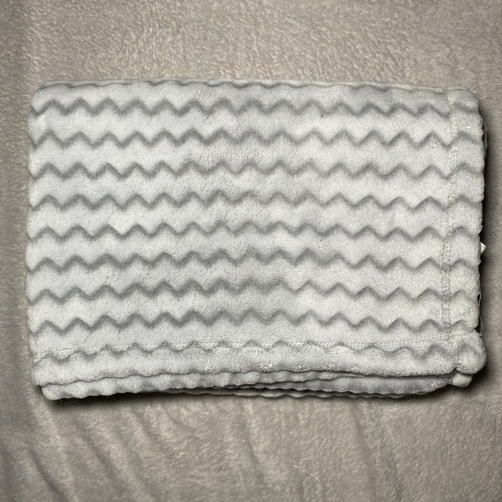 Cloud Island Gray Chevron Plush Fleece Baby Blanket Soft Lovey Embossed