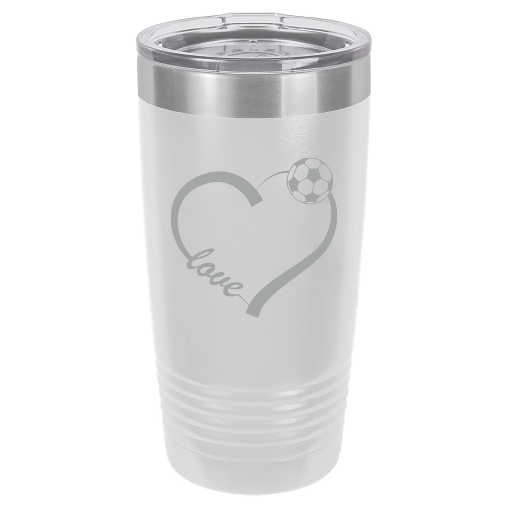 Tumbler 20oz 30oz Travel Mug Cup Insulated Stainless Steel Love Heart Soccer