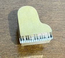 SMALL- SIZED VINTAGE GOLDEN PIANO WITH STICKER KEYS, GIFT TRINKET FOR PIANIST