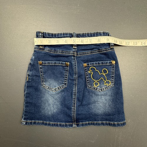 Deux Par Deux Denim Skirt Girls Size 5 Blue Embroidered Floral Poodle Jean Skirt - Picture 7 of 9