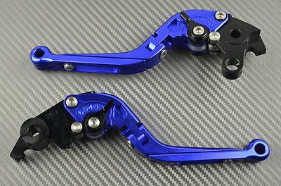 Faltbare Einstellbarer Hebel Paar Flip Up Blau CNC SUZUKI B-KING BKING 1300 2008