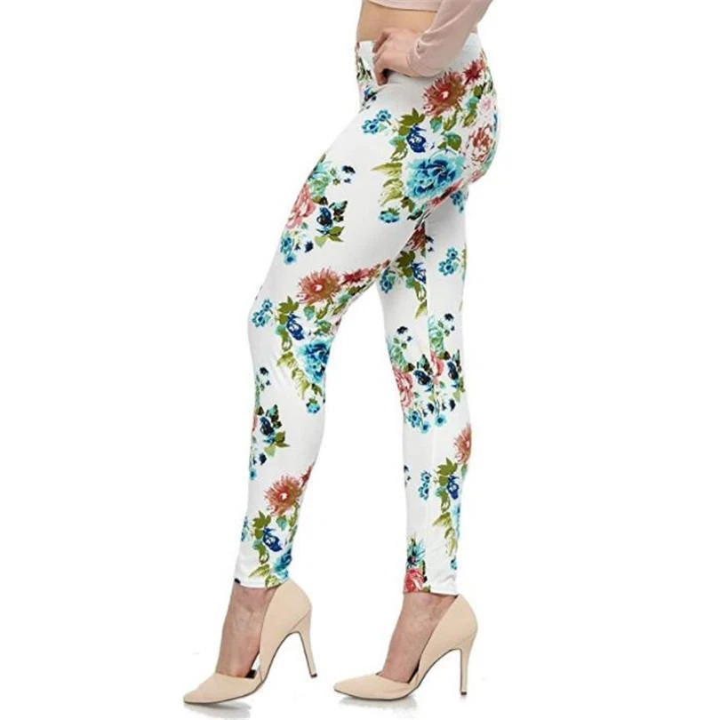 Mujer Informal Floral Estampado Algodón Leggings Moda Graffiti Suave Pantalones Foto 3 de 4