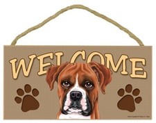 156 Assorted 5-inch by 10-inch Wooden Welcome Dog Signs various breeds 