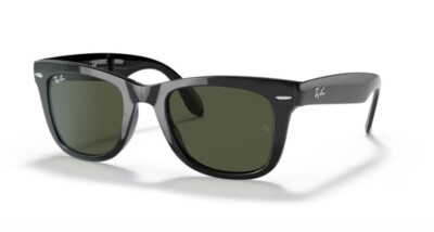 Ray Ban 4105 Wayfarer Folding - 601 - Sonnenbrille - Schwarz Glänzend/Grün G-15