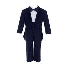 BoyS BLACK Suit/Tuxedo Wedding PARTY FORMAL W/ TAIL Outfit Size 8 - 16 YOUTH 