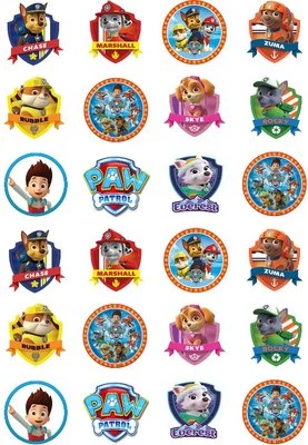 24 Paw Patrol Cupcake Stand Up Cake Toppers Edible Rice Wafer Paper Decorations