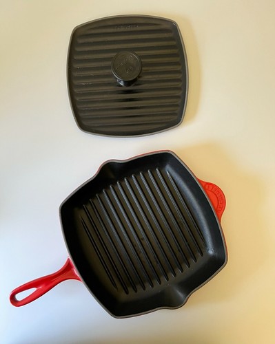 le creuset enameled cast iron panini press