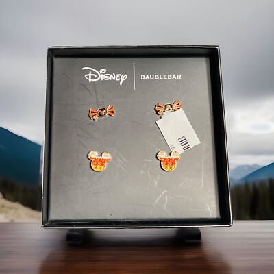 Baublebar x Disney Halloween Candy Corn Mickey Mouse Earrings Set   NEW