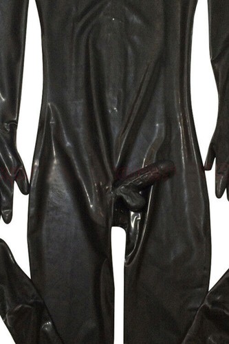 Mens PVC Bodysuit Faux Leather Catsuit Zipper Lycra Underwear Jumpsuit Costume - Picture 5 of 6