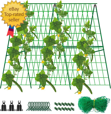 48 X 48 Inch Foldable Cucumber Trellis for Raised Bed- A-Frame Garden Trellis