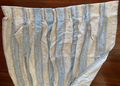 Vtg 60s JC PENNEY 2 Curtain Panels Drapes Blue Ivory Striped Lined 37" x 78" USA - Picture 3 of 10