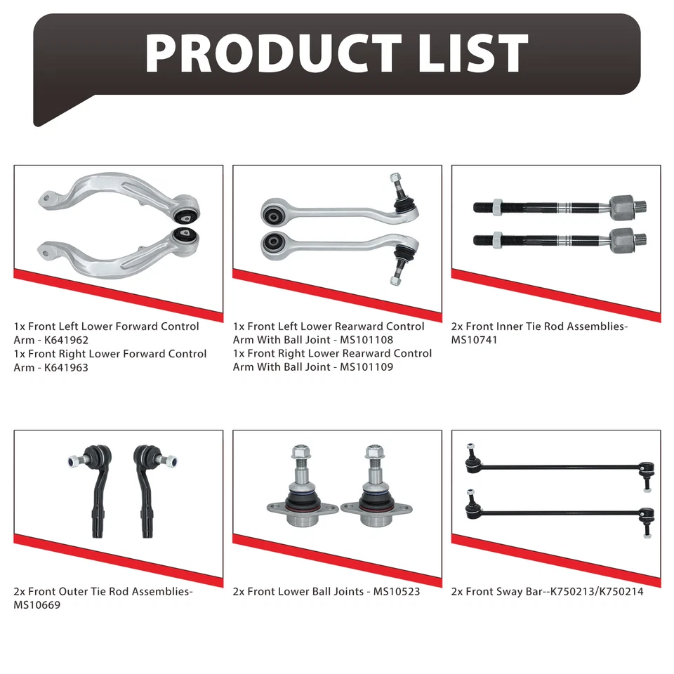 Brazo de control delantero de 12 piezas con barra estabilizadora de enlace kit de suspensión para BMW 530xi Foto 3 de 4