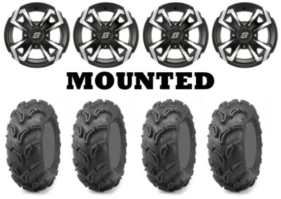 Kit 4 Maxxis Zilla Tires 27x10-14 on Sedona Riot Machined Wheels POL