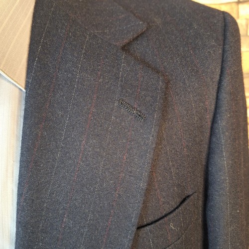 Combinaison Embassy Square 2 pièces homme 40S 32X30 rayure marine flanelle tweed laine défaut - Photo 5/16
