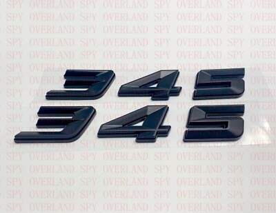 (2pc) Matte Black 345 Badge Emblem Chrome Trim for MOPAR HEMI Charger Challenger