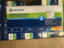 HALYARD Level 1 Disposable Procedure Mask Earloops Yellow 47567 DAMAGE BOX Lot