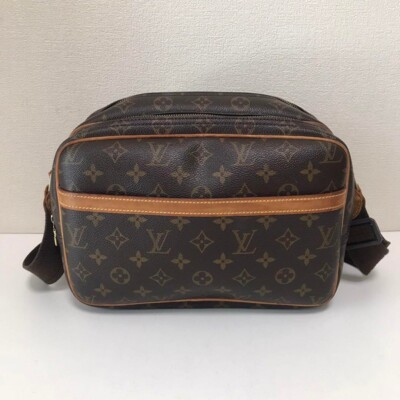 LOUIS VUITTON Monogram Reporter PM Crossbody Bag Women Logo Brown