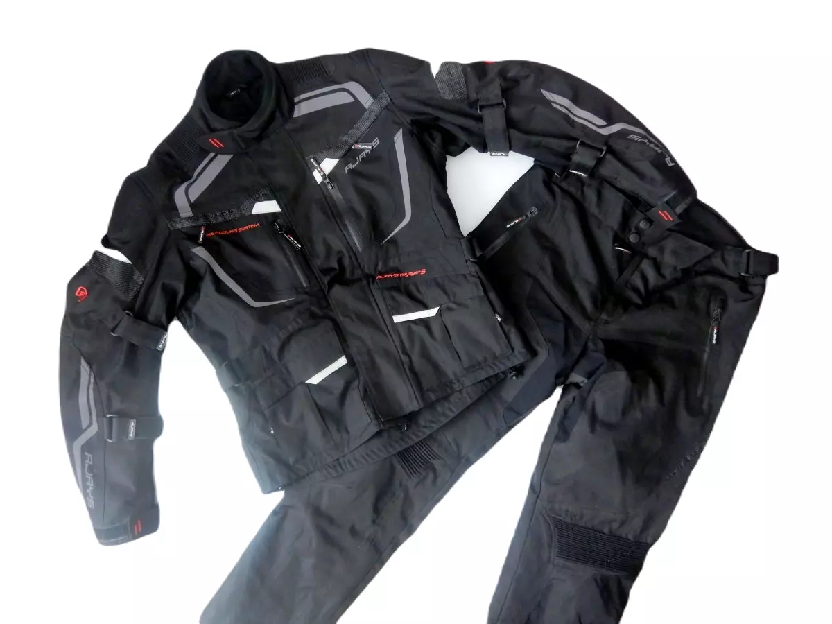 ✺Near New✺ RJAYS Motorcycle Voyager 5 Unisex Black Jacket + Pants - SIZE  46... | eBay