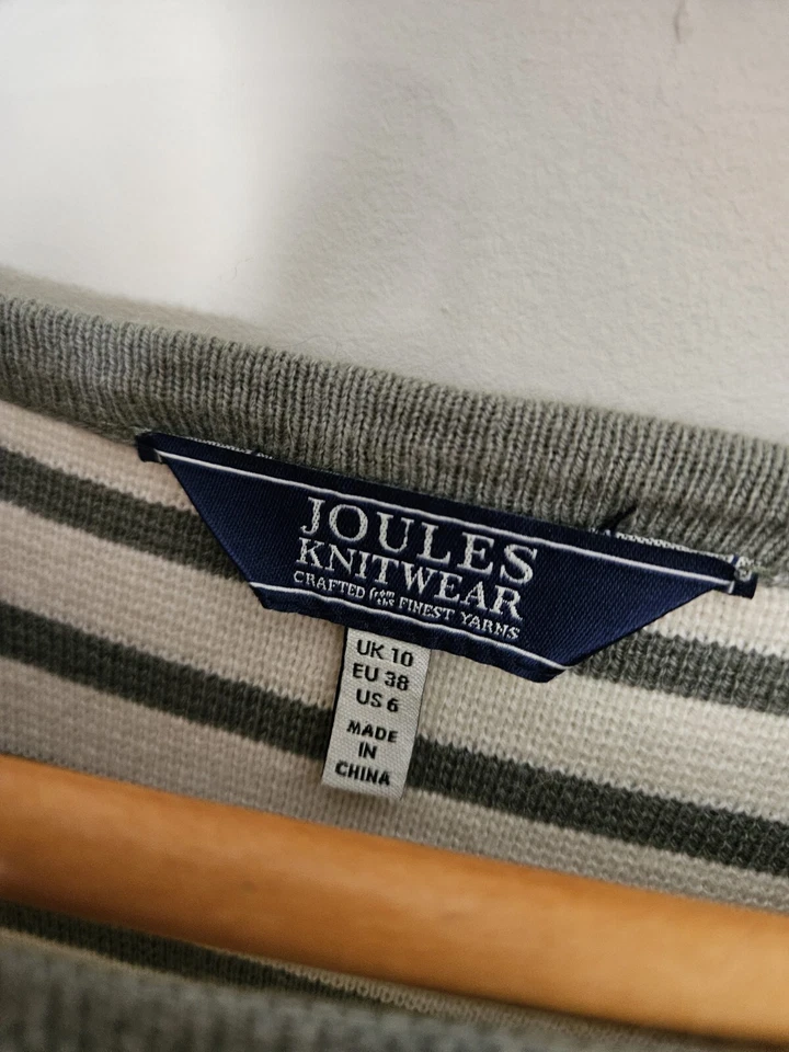 Свитер Joules Uma белый зеленый розовый свитер хлопок шерстяная смесь размер 6 средний - Изображение 4 из 4