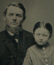 FATHER AND YOUNG CHILD, STOIC. TINTYPE, NEWBURGH, N.Y.