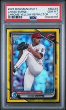 2024 BOWMAN DRAFT TRUE YELLOW REFRACTOR CHASE BURNS/75🔥PSA 10🔥POP 4🔥
