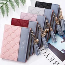 Women Tassel Leather Purses Female Short Coin Zipper Purse Ladies Short Wallet