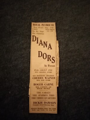 El51 Ephemera 1958 Werbung Royal Plymouth Diana Dors 