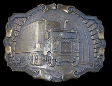 NICE SEMI 18 WHEELER TRUCKING BELT BUCKLE VINTAGE 1970'S RAINTREE