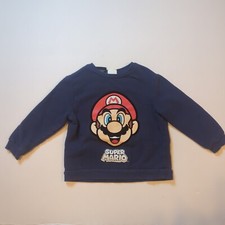 Vintage Super Mario Bros Kid's Graphic Sweater Size 3t - 4t Gray Pullover