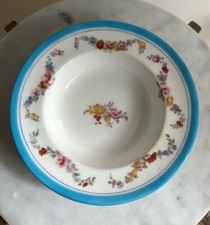 Wright Tyndale & Van Roden Bowl Blue Floral Design 6.5in Round Made in England