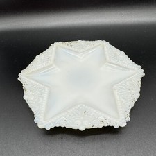 Antique Victorian Milk Glass 6-Point Star Trinket Dish with Beaded Fleur-de-Lis Border — listing 4