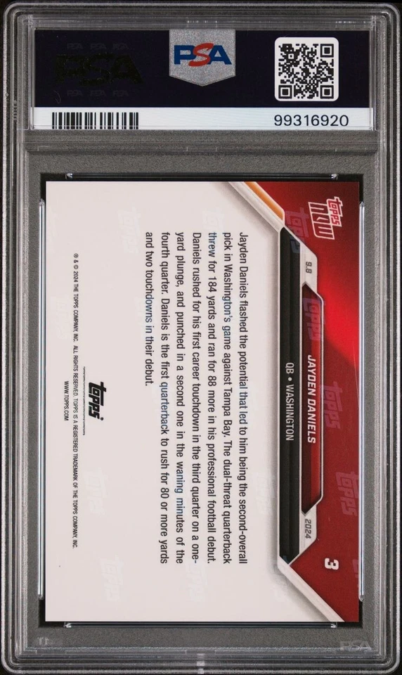 2024 Topps Now Jayden Daniels Debut #3 PSA 10 #6920 - Image 2 of 2