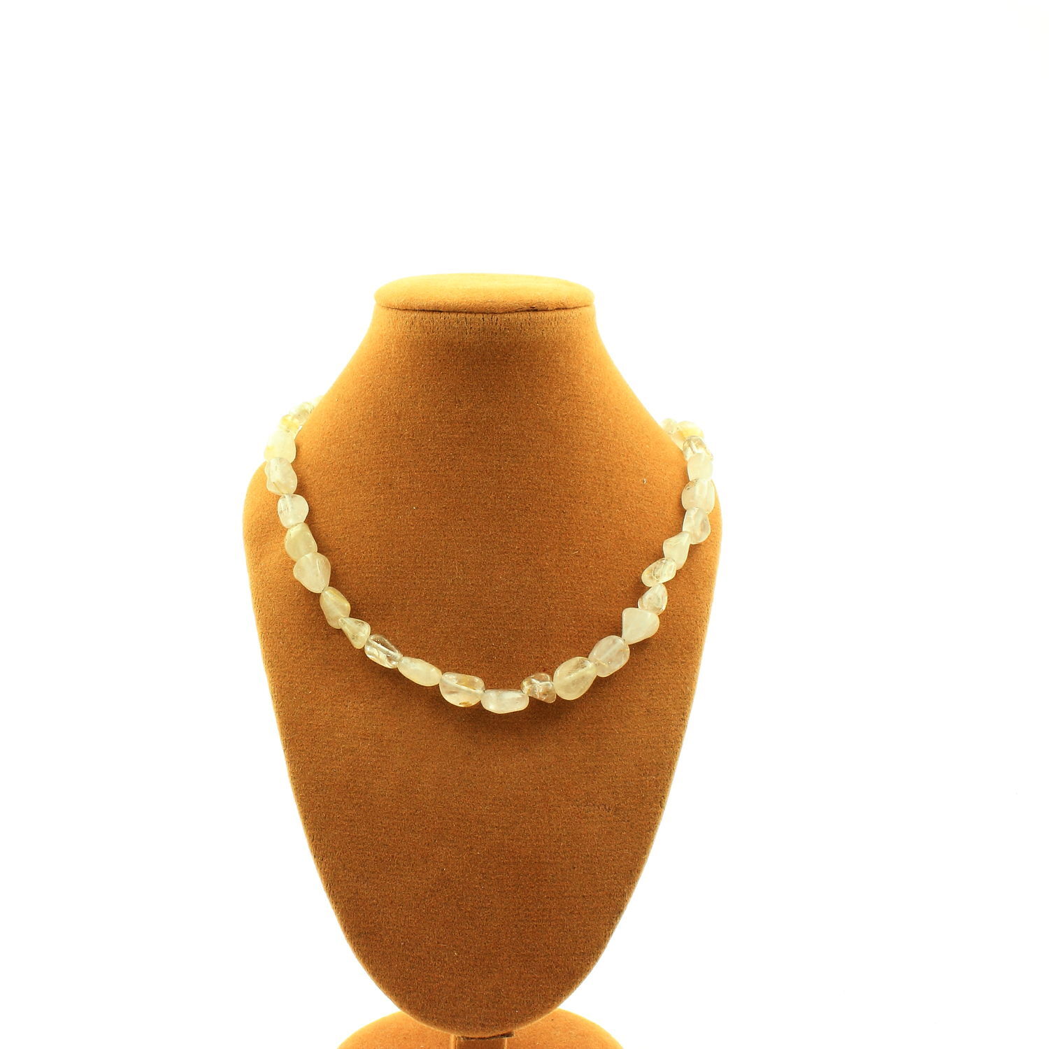 Collier quartz rutile doré anti-ternissement en acier hypoallergénique